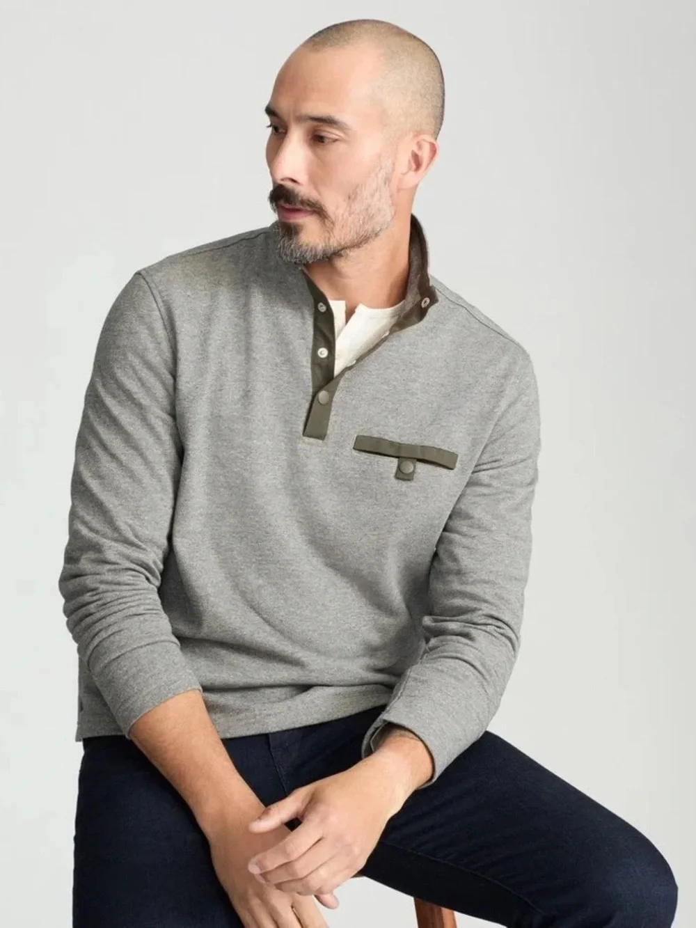 UNTUCKit Men's Parkson Quarter-Snap Pullover, Gray, Large